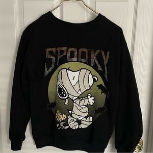 Peanuts Black Halloween Mummy Crewneck Sweater